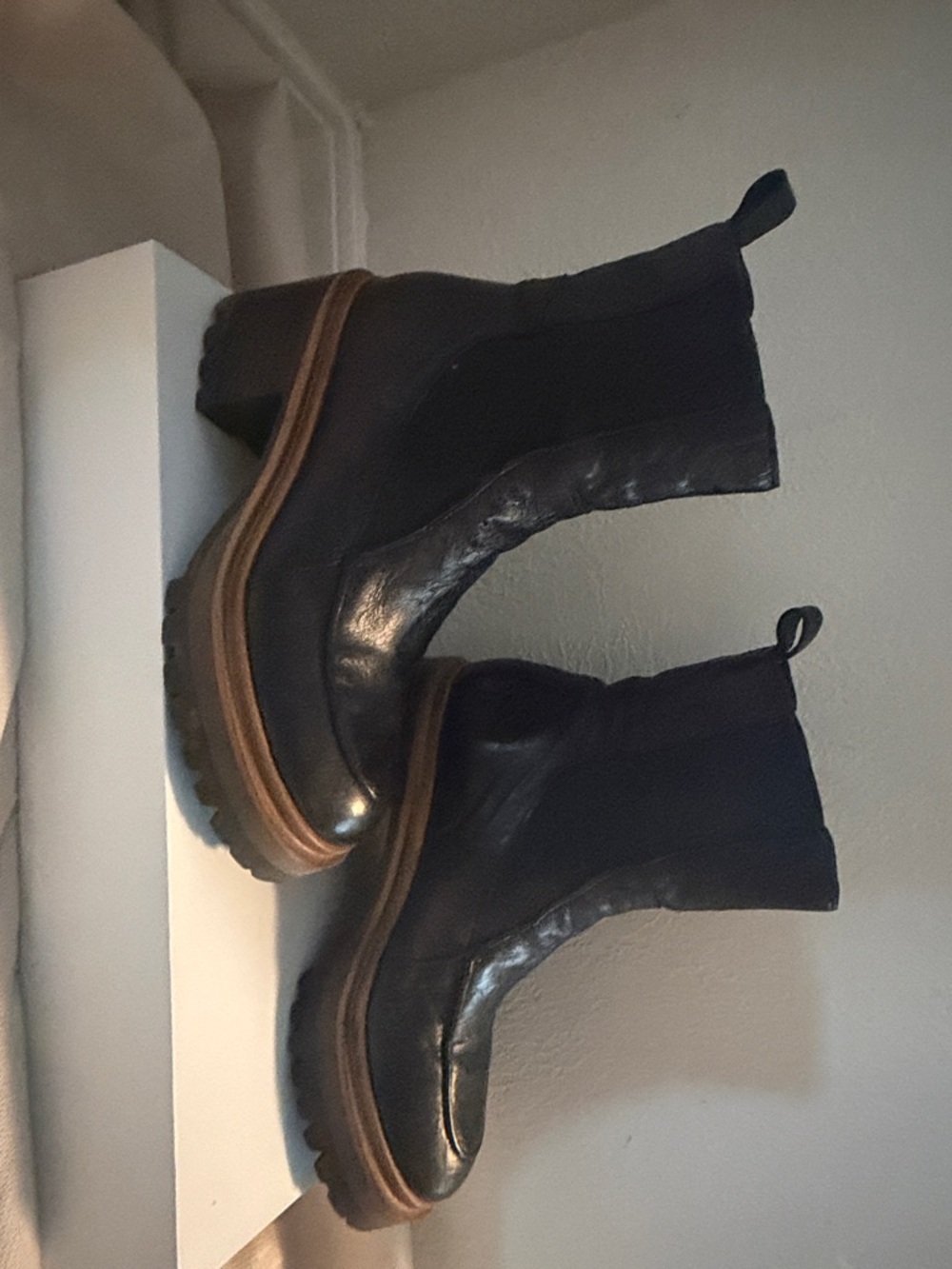 Mis Mooz Evanna Platform Booties with Brown Lug Sole - Women